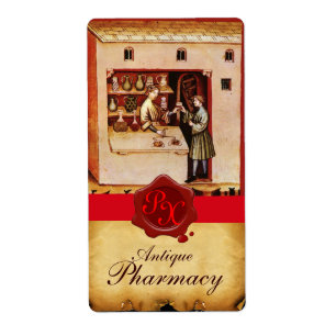 ANTIQUE PHARMACY RED VAX SEAL MONOGRAM FRAKTSEDEL