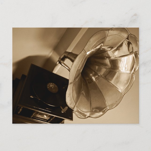 Antique Phonograph Gramophone Gifts Music Älskare Vykort (Framsida)