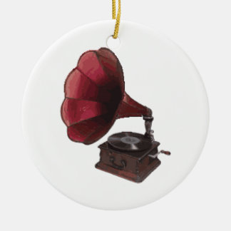 Antique Phonograph Julgransprydnad Keramik