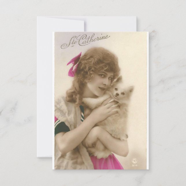 Antique Photo Victorian Woman och Hund (Framsida)