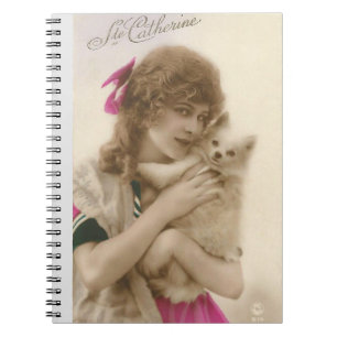 Antique Photo Victorian Woman och Hund Anteckningsbok