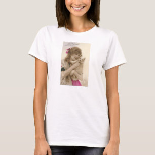 Antique Photo Victorian Woman och Hund T Shirt