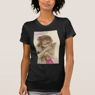 Antique Photo Victorian Woman och Hund Tee