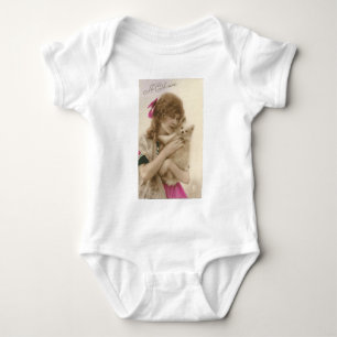 Antique Photo Victorian Woman och Hund Tee