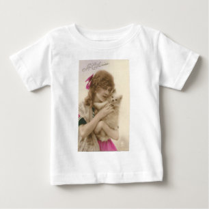 Antique Photo Victorian Woman och Hund Tee Shirt