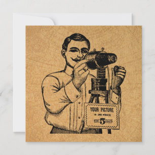 Antique Photographer med kamera Kort