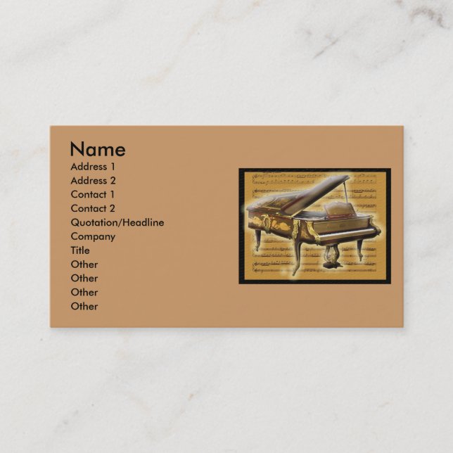 Antique Piano and Notation Visitkort (Framsida)