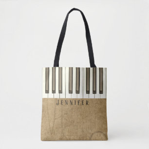 Antique Piano Music Tote bags Tygkasse
