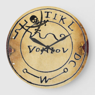 ANTIQUE PIRATER TREASURE KARTA, SKULL OCH SWORD STOR KLOCKA