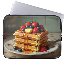 Antique Plate of Waffles with Strawberries Laptop Fodral
