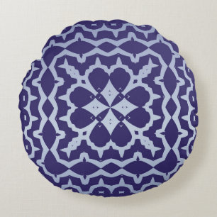 Antique portuguese azulejo ceramic. Grafisk design Rund Kudde
