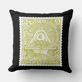 Antique Postage Frimärke Guatamala All Seeing Öga Kudde