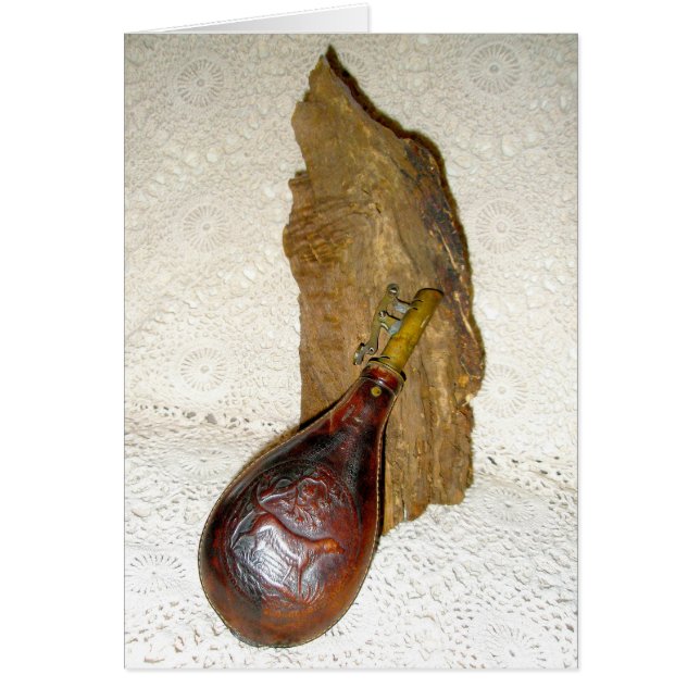 Antique Powder eller Shot Flask - Civil Krig Hälsningskort (Framsidan)