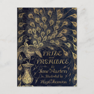 Antique Pride and Prejudice Peacock Edition Cover Vykort