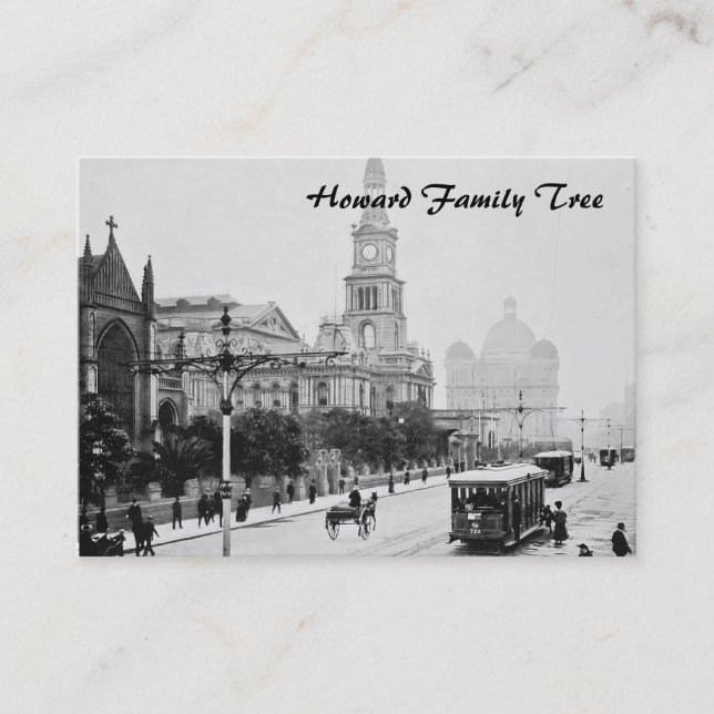 Antique print George St Sydney Australia c1898 Visitkort (Framsida)