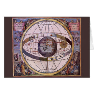 Antique Ptolemaic Solar System, Andreas Cellarius Hälsningskort