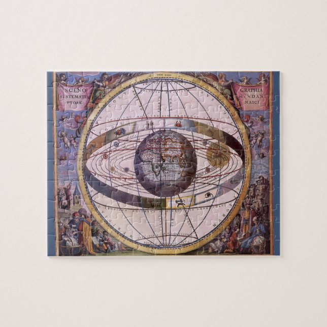 Antique Ptolemaic Solar System, Andreas Cellarius Pussel (Horisontell)