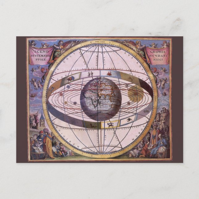 Antique Ptolemaic Solar System, Andreas Cellarius Vykort (Framsida)