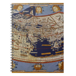 Antique Ptolemaic World Map, Johannes of Arnsheim Anteckningsbok Med Spiral