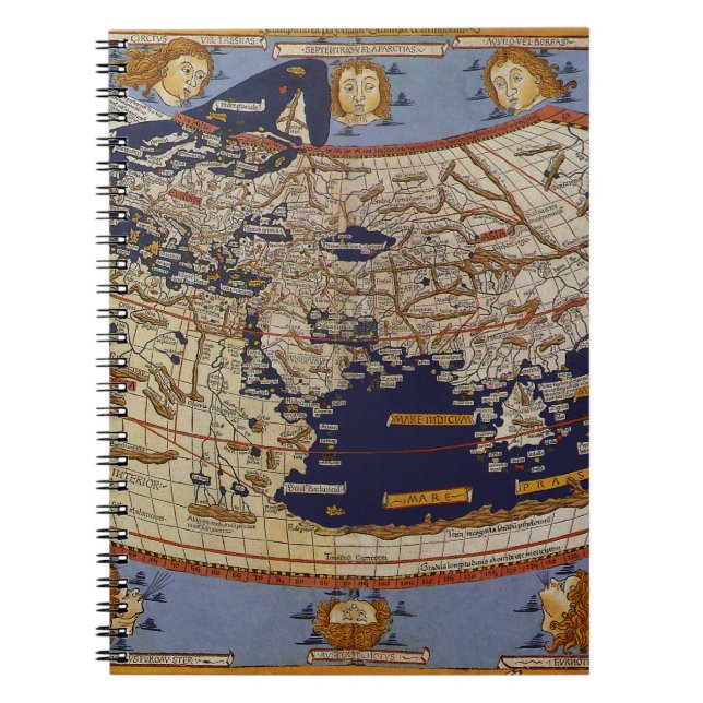 Antique Ptolemaic World Map, Johannes of Arnsheim Anteckningsbok Med Spiral (Framsidan)