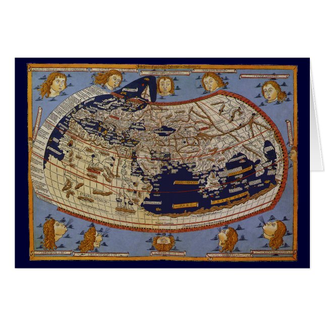 Antique Ptolemaic World Map, Johannes of Arnsheim Hälsningskort (Framsidan Horizontal)