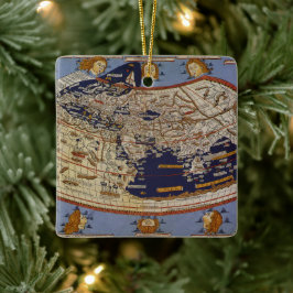 Antique Ptolemaic World Map, Johannes of Arnsheim Julgransprydnad Keramik