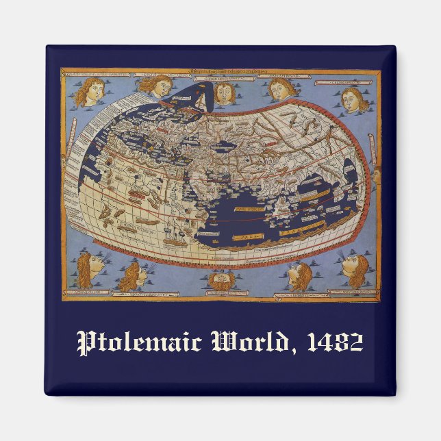 Antique Ptolemaic World Map, Johannes of Arnsheim Magnet (Framsidan)