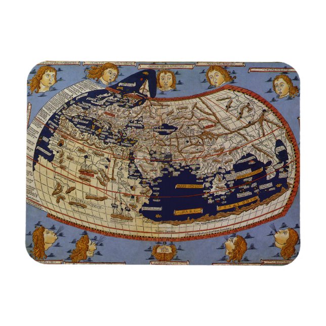 Antique Ptolemaic World Map, Johannes of Arnsheim Magnet (Horisontell)