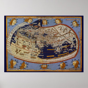 Antique Ptolemaic World Map, Johannes of Arnsheim Poster