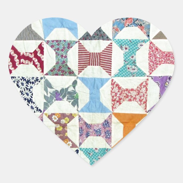 Antique Quilt Hjärtformat Klistermärke (Framsida)
