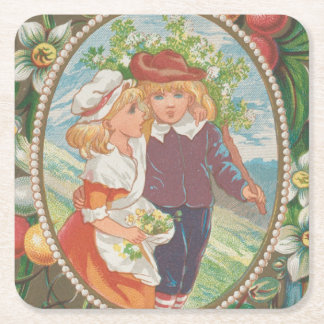 Antique Quirky Valentine, Victorian Era, 1874 Underlägg Papper Kvadrat