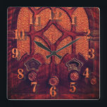 Antique Radio wood elegant art deco cathedral Fyrkantig Klocka<br><div class="desc">En vacker,  elegant,  träantik eller vintage radio.</div>