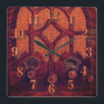 Antique Radio wood elegant art deco cathedral Fyrkantig Klocka<br><div class="desc">En vacker, elegant, träantik eller vintage radio.</div>