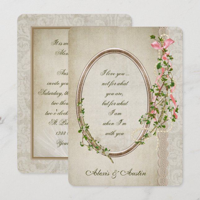 Antique Ram för Bröllop Verse Inbjudningar (Fram/baksida)