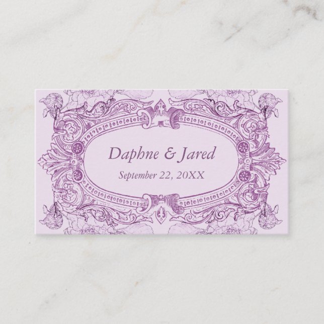 Antique Ram Lilac Bröllop Placecard Placeringskort (Framsida)
