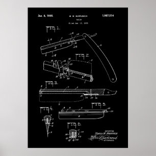 Antique Razor 1935 Patent Poster