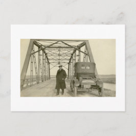 Antique Real Photo Man med bil Vykort