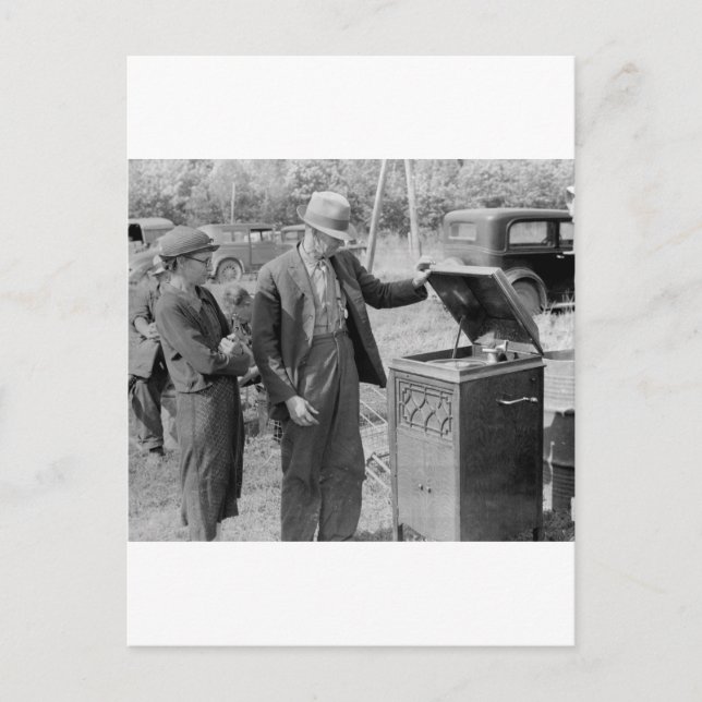 Antique Record Player, 1930s Vykort (Framsida)