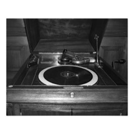 Antique Record Player Black and White Photo Fototryck