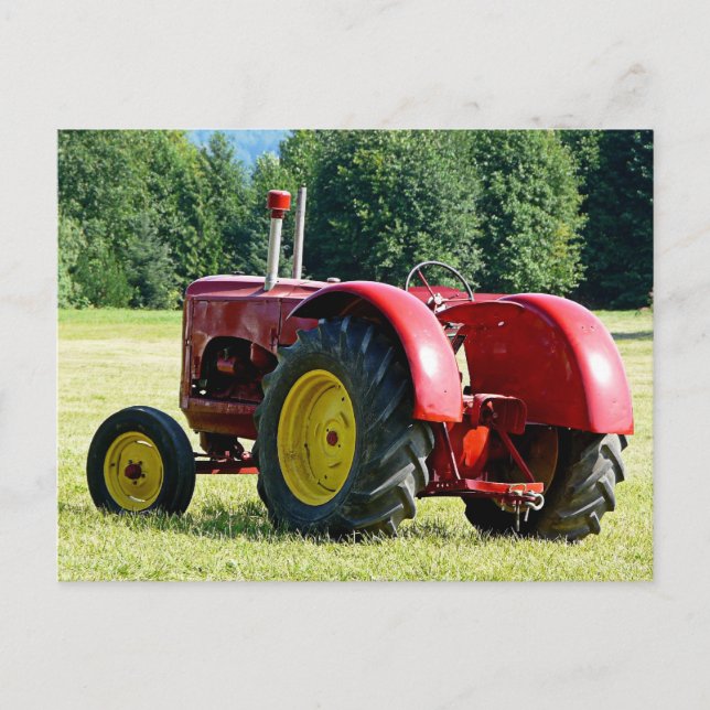 Antique Red Farm Tractor Vykort (Framsida)