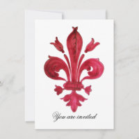 ANTIQUE RED FLEUR DE LIS Damask Gem Monogram