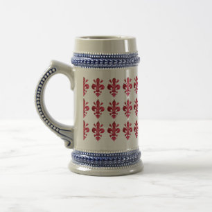 ANTIQUE RED FLEUR DE LIS IN WHITE BLOMMÖNSTER SEJDEL