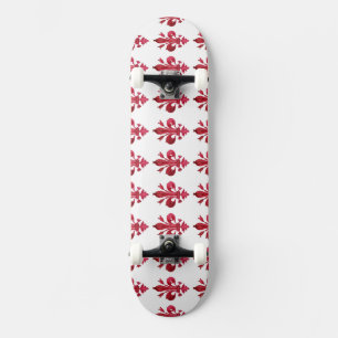 ANTIQUE RED FLEUR DE LIS IN WHITE BLOMMÖNSTER SKATEBOARD BRÄDA 20,5 CM