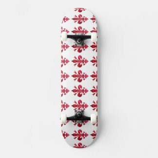 ANTIQUE RED FLEUR DE LIS IN WHITE BLOMMÖNSTER SKATEBOARD BRÄDA 20,5 CM