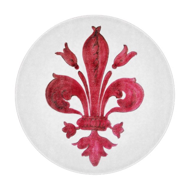 ANTIQUE RED FLEUR DE LIS IN WHITE Heraldic Blommig (Framsidan)