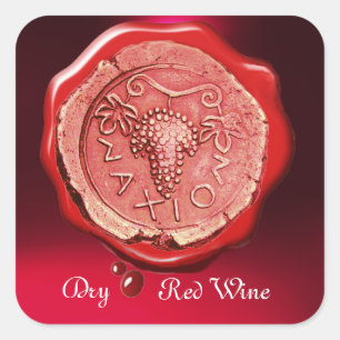 ANTIQUE RED GRAPE VIN VAX SEAL FYRKANTIGT KLISTERMÄRKE