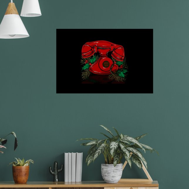 Antique Red jul Telefon Gift Poster (Vardagsrum 1)