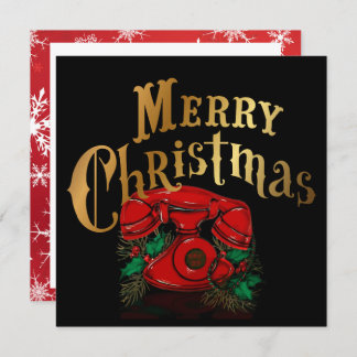 Antique Red jultelefon Julkort