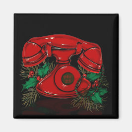 Antique Red jultelefon Magnet