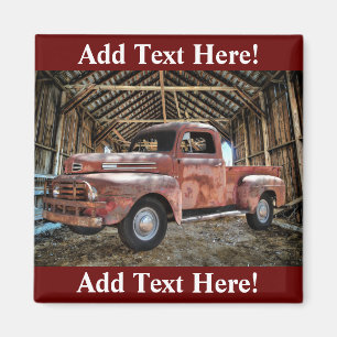 Antique Red Lastbil i Rustic Barn Magnet
